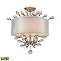 Elk Lighting Asbury 3-Lght Semi Flsh Slvr w/Organza & Fabric Shade - Incl LED Blbs 16281/3-LED